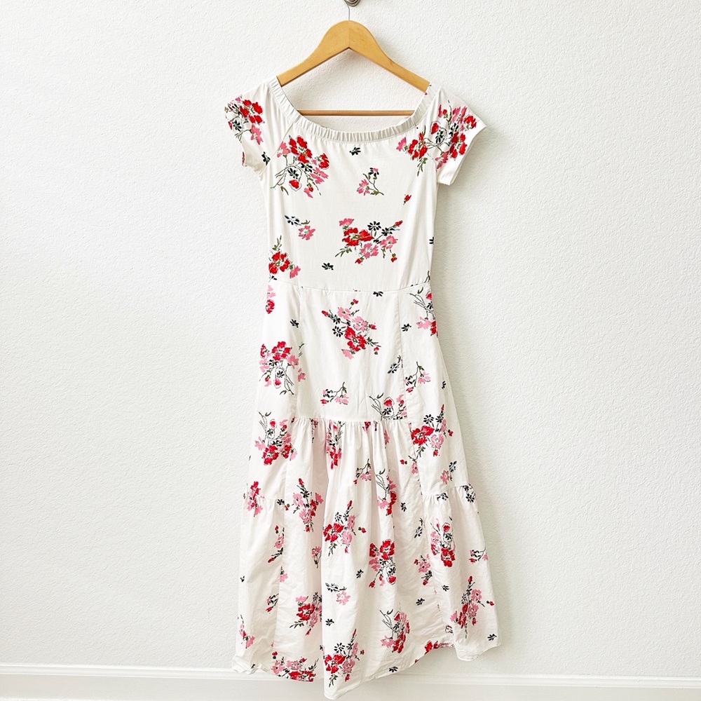 LAST CHANCE Rebecca Taylor Marguerite Floral Dress Off The Shoulder Poplin